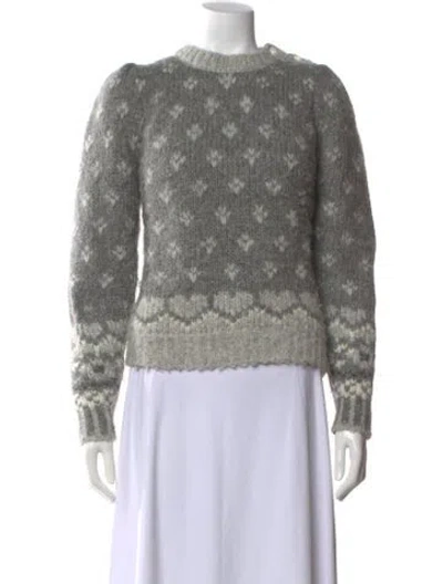 Pre-owned Loveshackfancy Alpaca Printed Sweater In Gray
