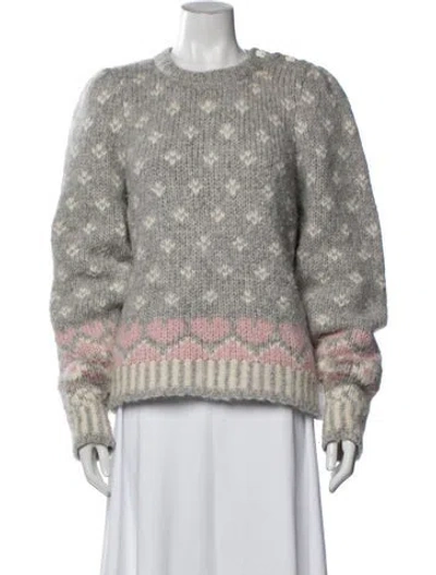 Pre-owned Loveshackfancy Alpaca Printed Sweater In Gray