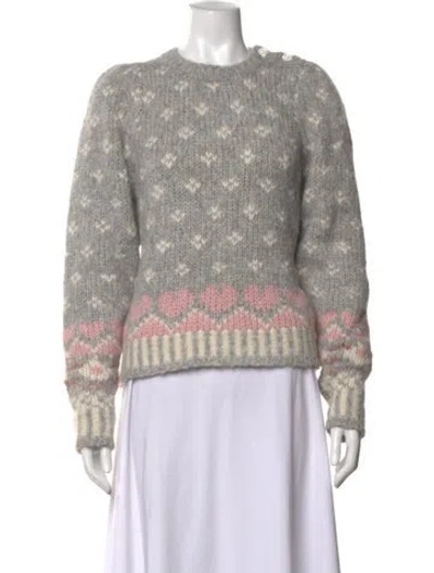 Pre-owned Loveshackfancy Alpaca Printed Sweater In Grey