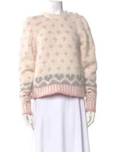 Pre-owned Loveshackfancy Alpaca Printed Sweater In Pink