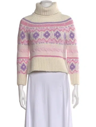 Pre-owned Loveshackfancy Alpaca Printed Sweater In Pink