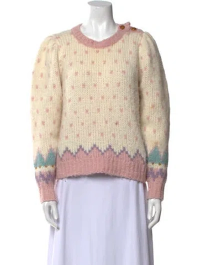 Pre-owned Loveshackfancy Alpaca Printed Sweater In Pink