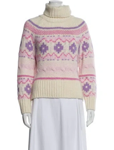 Pre-owned Loveshackfancy Alpaca Printed Sweater In Purple