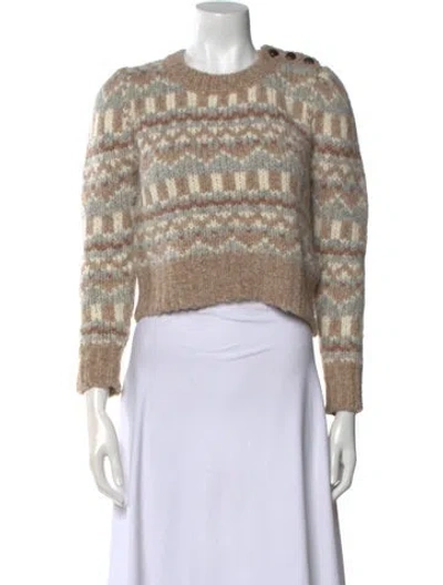 Pre-owned Loveshackfancy Alpaca Printed Sweater W/ Tags In Neutral