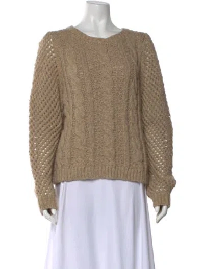 Pre-owned Loveshackfancy Alpaca Scoop Neck Sweater In Neutral