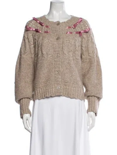 Pre-owned Loveshackfancy Alpaca Scoop Neck Sweater In Neutral
