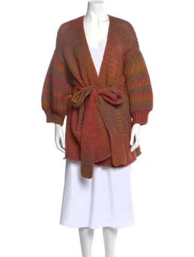 Pre-owned Loveshackfancy Alpaca Striped Sweater In Brown