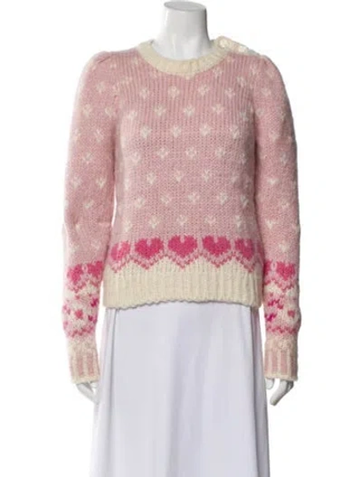 Pre-owned Loveshackfancy Alpaca Striped Sweater In Pink