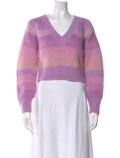 Pre-owned Loveshackfancy Alpaca Striped Sweater In Purple