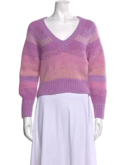 Pre-owned Loveshackfancy Alpaca Striped Sweater In Purple