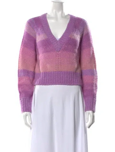 Pre-owned Loveshackfancy Alpaca Striped Sweater In Purple
