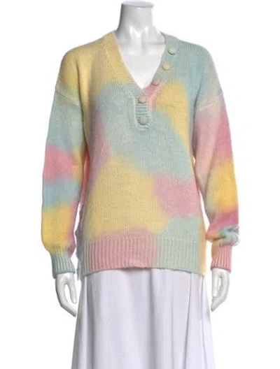 Pre-owned Loveshackfancy Alpaca Tie-dye Print Sweater In Pink