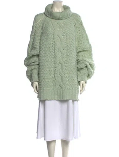 Pre-owned Loveshackfancy Alpaca Turtleneck Sweater In Green