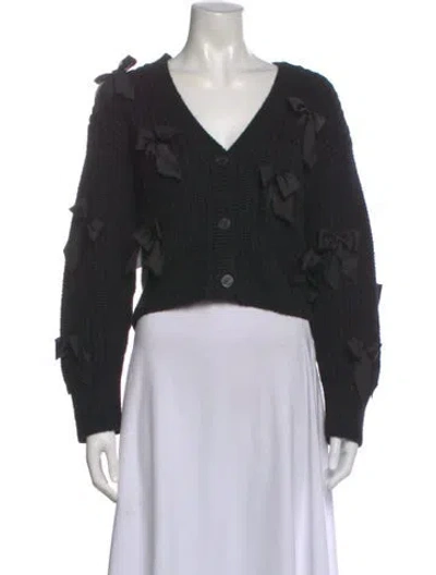 Pre-owned Loveshackfancy Alpaca V-neck Sweater In Black