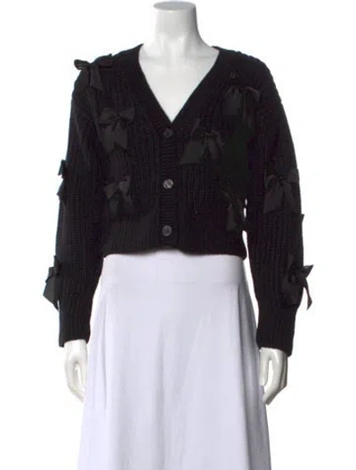 Pre-owned Loveshackfancy Alpaca V-neck Sweater In Black