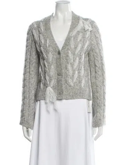 Pre-owned Loveshackfancy Alpaca V-neck Sweater In Gray