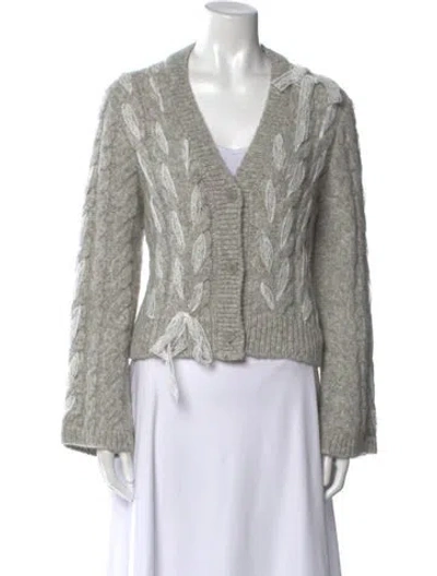 Pre-owned Loveshackfancy Alpaca V-neck Sweater In Gray