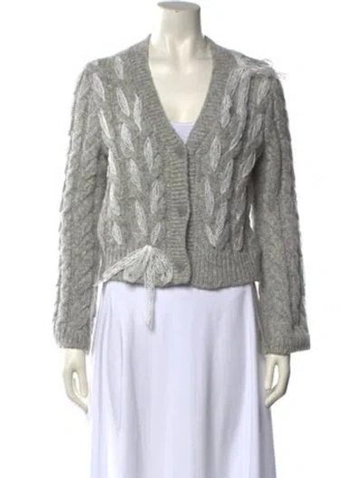 Pre-owned Loveshackfancy Alpaca V-neck Sweater In Gray