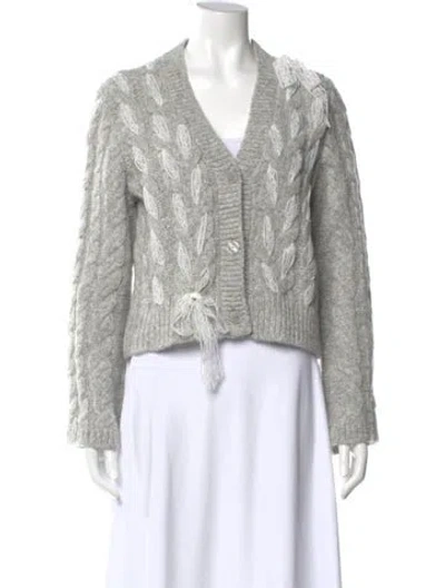 Pre-owned Loveshackfancy Alpaca V-neck Sweater In Gray