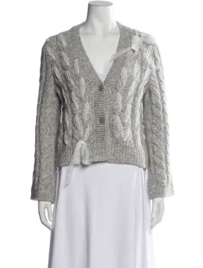 Pre-owned Loveshackfancy Alpaca V-neck Sweater In Grey