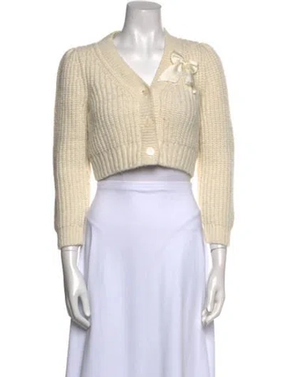 Pre-owned Loveshackfancy Alpaca V-neck Sweater In Neutral
