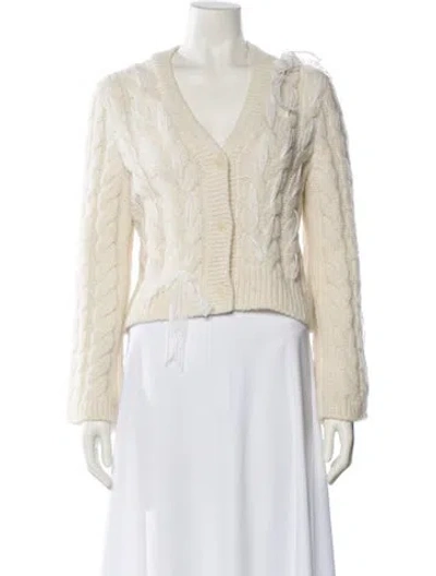 Pre-owned Loveshackfancy Alpaca V-neck Sweater In Neutral