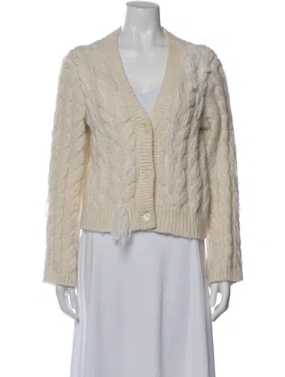 Pre-owned Loveshackfancy Alpaca V-neck Sweater In Neutral