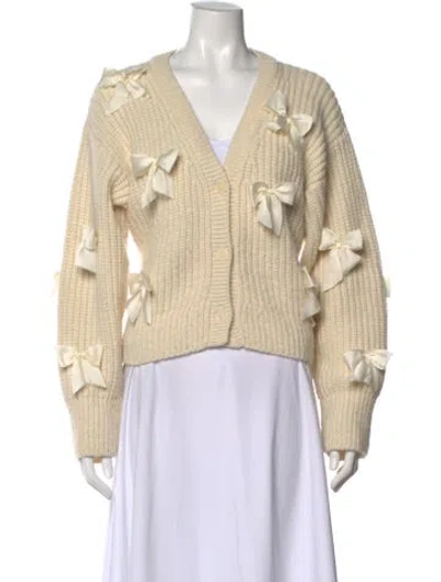Pre-owned Loveshackfancy Alpaca V-neck Sweater In Neutral