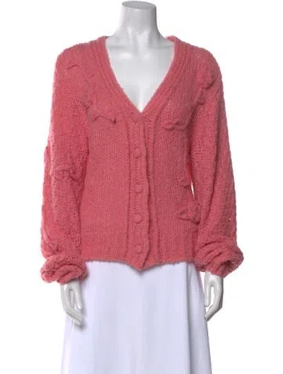 Pre-owned Loveshackfancy Alpaca V-neck Sweater In Pink