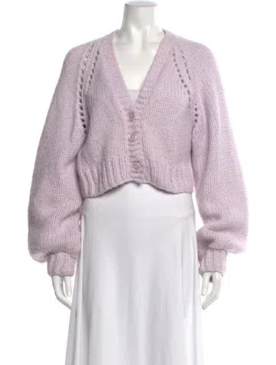 Pre-owned Loveshackfancy Alpaca V-neck Sweater In Purple