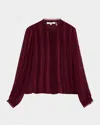 Loveshackfancy Alvynne Sheer Lace Blouse In Burgundy