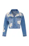 Loveshackfancy Amana Lace-detailed Denim Jacket In Blue