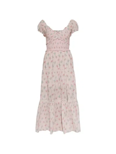Loveshackfancy Amandla Floral-print Tiered Maxi Dress In Pink