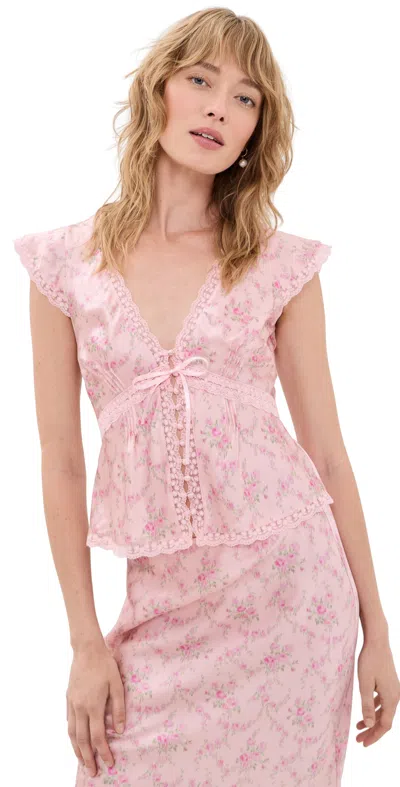 Loveshackfancy Amara Top Spiced Camellia In Pink
