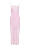 Loveshackfancy Amarissa Lace-paneled Satin Maxi Dress In Pink Magnolia