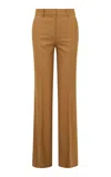 Loveshackfancy Amberelle Wool-blend Wide-leg Pants In Brown