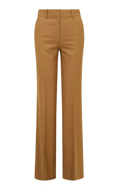 Loveshackfancy Amberelle Wool-blend Wide-leg Pants In Brown