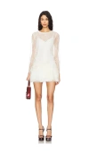 Loveshackfancy Amberleigh Lace Detail Long Sleeve Tiered Minidress In 象牙白