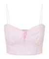 Loveshackfancy Amorana Linen Gingham Crop Top In Pink
