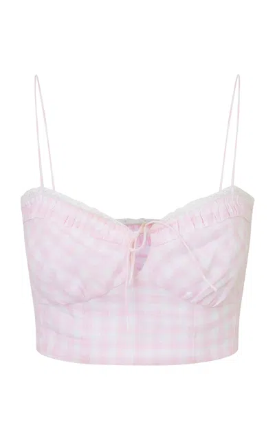 Loveshackfancy Amorana Linen Bustier In Light Pink