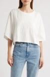 Loveshackfancy Angelle Lace Embellishedcrop Cotton T-shirt In Sugar White