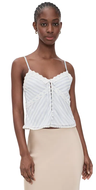Loveshackfancy Anika Chiffon Striped Cami Top In Lariat Blue In Pink
