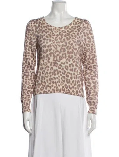 Pre-owned Loveshackfancy Animal Print Crew Neck Sweater In Neutral