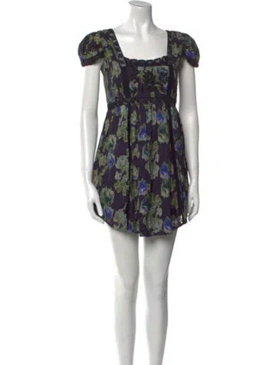 Pre-owned Loveshackfancy Animal Print Mini Dress In Blue