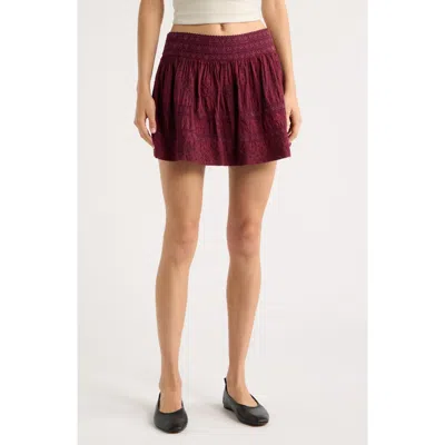 Loveshackfancy Anwen Embroidered Miniskirt In Faded Merlot