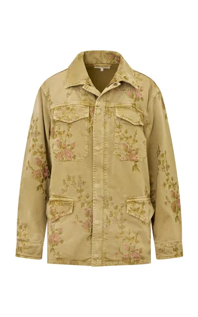 Loveshackfancy Ariselle Embroidered Cotton Jacket In Brown