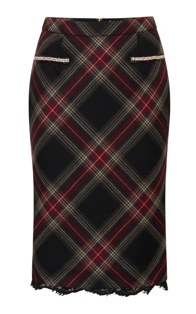 Loveshackfancy Arlisa Tartan Wool-blend Suiting Midi Skirt In Multi