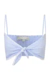 Loveshackfancy Arvine Cotton Bra Top In Blue