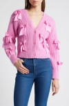Loveshackfancy Ashtan Alpaca Bow-embellished Cardigan In Rose Pompadour