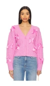 Loveshackfancy Ashtan Alpaca Bow-embellished Cardigan In Rose Pompadour